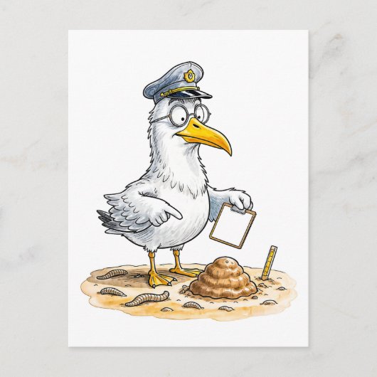 Comic Bird Worm Inspector Briefkaart (Voorkant)