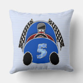 Comic Blue Race Auto op Stripes Kussen (Achterkant)