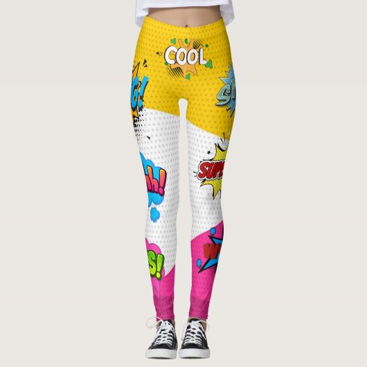 Comic Book Art Pop Kleurrijk Leggings (Voorkant)