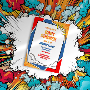 Comic Book Baby shower Invitation Kaart