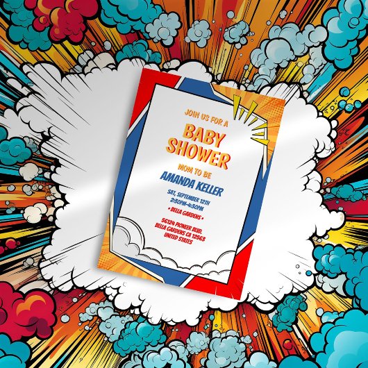 Comic Book Baby shower Invitation Kaart