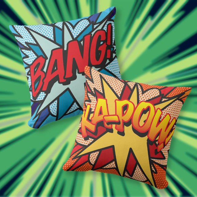 Comic Book BANG! KA-POW! Kussen (Modern Fun Comic Book BANG KA-POW Throw Pillow)
