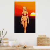 Comic Book Bikini Babe Poster (Keuken)