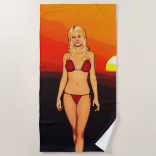 Comic Book Bikini Babe Strandlaken