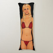 Comic Book Blonde Bikini Babe Lichaamskussen (Voorkant Verticaal)