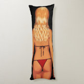 Comic Book Blonde Bikini Babe Lichaamskussen (Achterkant (Verticaal))