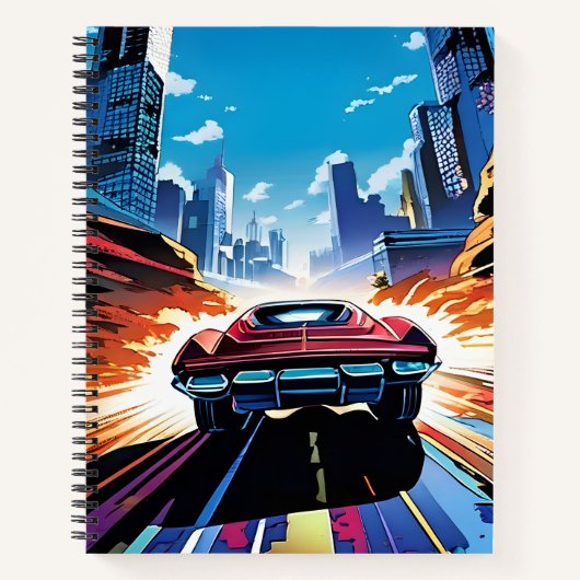 Comic Book Car gaat snel Notitieboek (Voorkant)