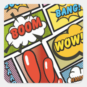 Comic book cartoon-lettertypen! vierkante sticker