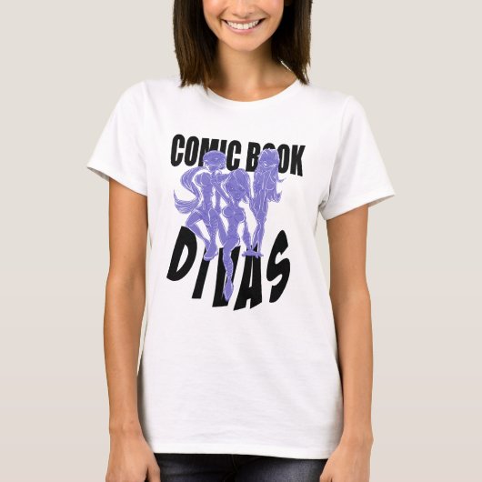 Comic Book Divas Logo Baby Doll Blue Large T-shirt (Voorkant)