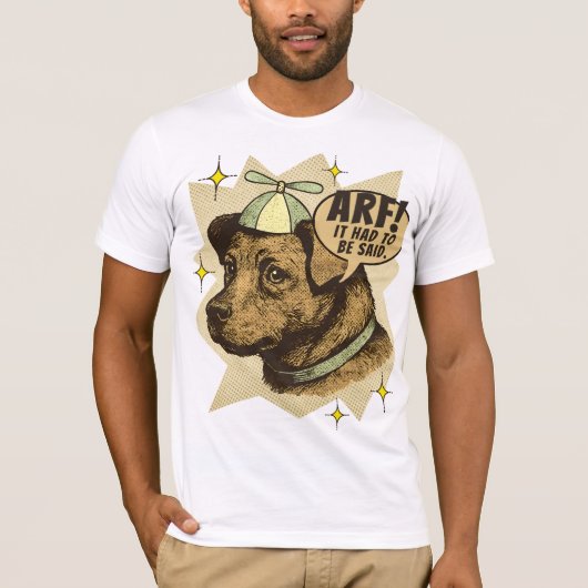 Comic book dog puppy propeller hat custom wording t-shirt (Voorkant)