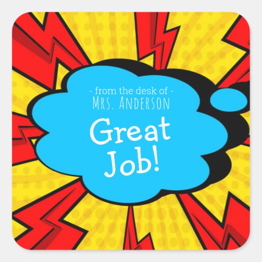 Comic Book Enmoezer Sticker Teachers Name (Voorkant)