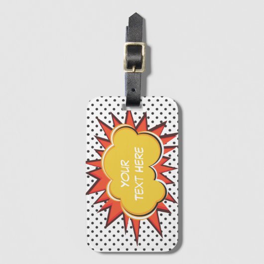 Comic Book Explosion Custom Text Bubble Bagagelabel (Voorkant (verticaal))