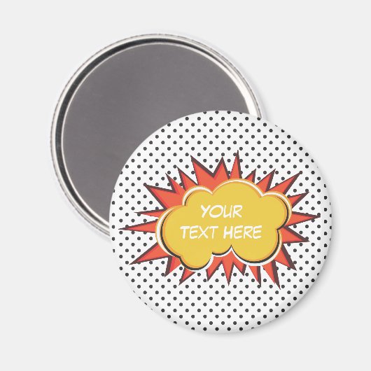 Comic Book Explosion Custom Text Bubble Magneet (Voorkant / Achterkant)