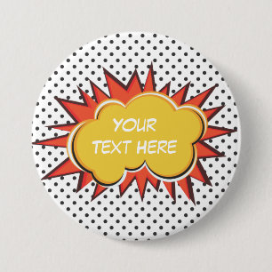 Comic Book Explosion Custom Text Bubble Ronde Button 7,6 Cm