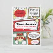 COMIC BOOK FANTASY Bar Mitzvah Uitnodiging (Staand voorkant)
