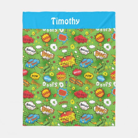 Comic Book Green Fleece Blanket (Voorkant)