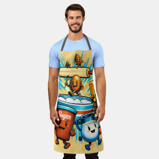 Comic book hippie baking ingredients cooking schort