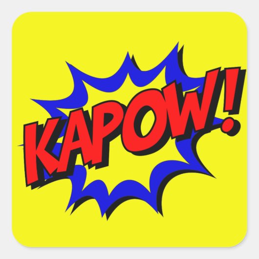  Comic Book Kapow Onomatopoeia Vierkante Sticker (Voorkant)