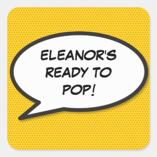 Comic Book Klaar om te Knal Baby Shower Strooi Vierkante Sticker