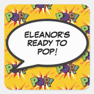 Comic Book Klaar om te Knal Baby Shower Strooi Vierkante Sticker