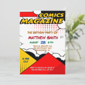 Comic Book Magazine Stijl Kinderen Verjaardagsfees Kaart (Staand voorkant)