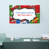 Comic Book Magazine Stijl Kinderen Verjaardagsfees Spandoek (Beurs)