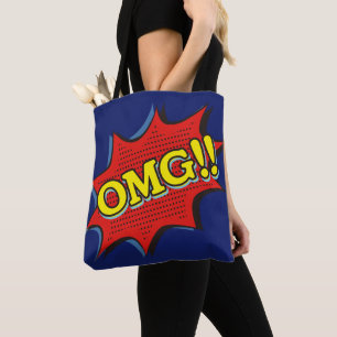 Comic Book OMG Exclamation Bubble Red Blue Draagtas