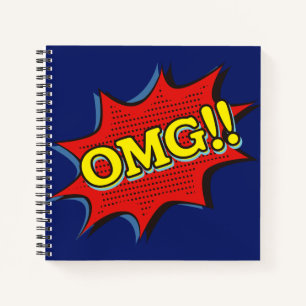 Comic Book OMG Exclamation Speech Bubble Blue Notitieboek