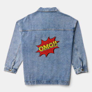 Comic Book OMG Exclamation Speech Bubble Denim Jacket