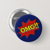 Comic Book OMG Exclamation Speech Bubble Ronde Button 5,7 Cm (Voorkant /achterkant)