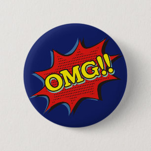 Comic Book OMG Exclamation Speech Bubble Ronde Button 5,7 Cm
