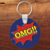 Comic Book OMG Exclamation Speech Bubble Sleutelhanger (Voorkant)