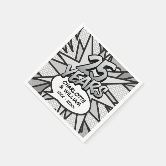 Comic Book Pop Art 25th Silver Wedding Jubileum Servet (Hoek)