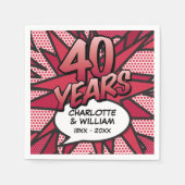 Comic Book Pop Art 40e rubijnen bruiloft jubileum Servet (Voorkant)