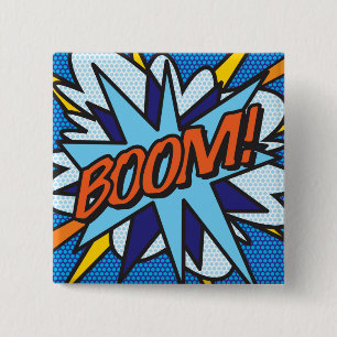 Comic Book Pop Art BOOM Vierkante Button 5,1 Cm