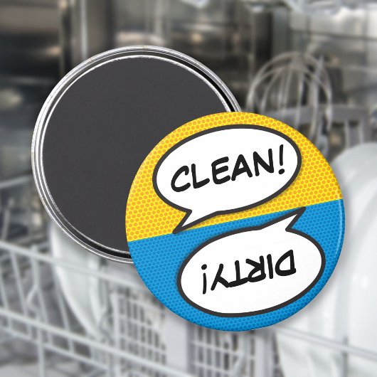 Comic Book Pop Art Dishwasher Clean Dirty Magneet