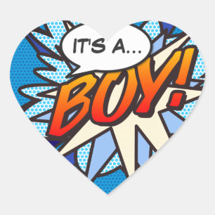 Comic Book Pop Art HET IS EEN JONGEN Geslacht Reve Hart Sticker