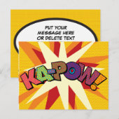 Comic Book Pop Art KA-POW Aankondigingskaart (Voorkant / Achterkant)