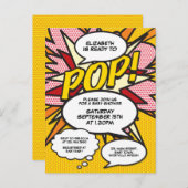 Comic Book Pop Art Klaar om te knallen Baby Shower Aankondigingskaart (Voorkant / Achterkant)