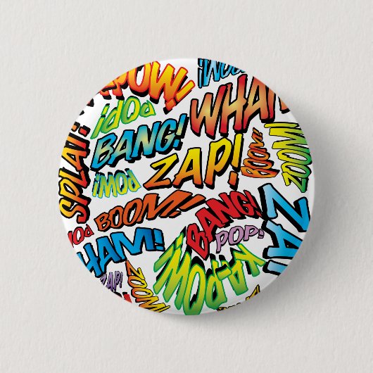 Comic Book Pop Art Kleurrijke Moderne Typografie Ronde Button 5,7 Cm (Voorkant)