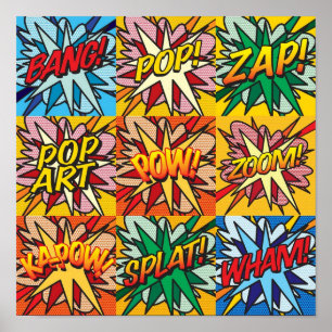 Comic Book Pop Art Modern Colorful Typographic Gra Poster