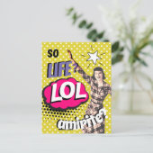 Comic Book Pop Art Retro Lady Funny Feestdagenkaart (Staand voorkant)