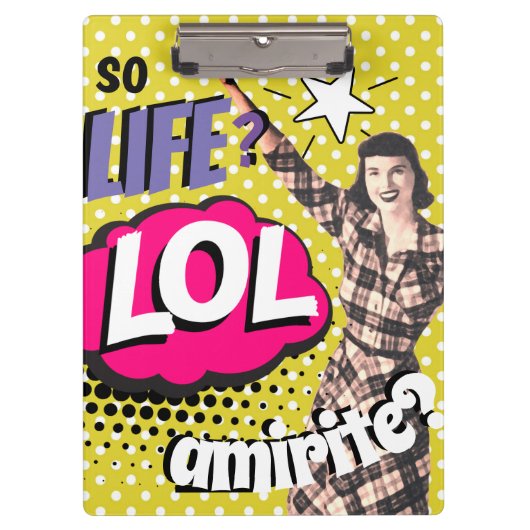 Comic Book Pop Art Retro Lady Funny Klembord (Voorkant)