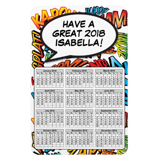 Comic Book Pop Art tekstballon 2018-agenda Magneet (Verticaal)