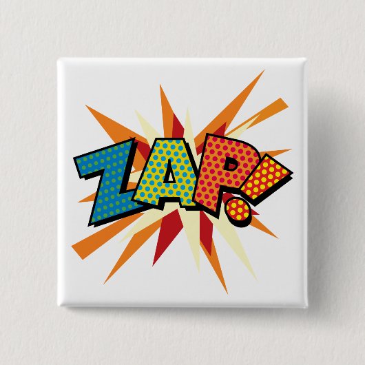 Comic Book Pop Art ZAP! Vierkante Button 5,1 Cm (Voorkant)