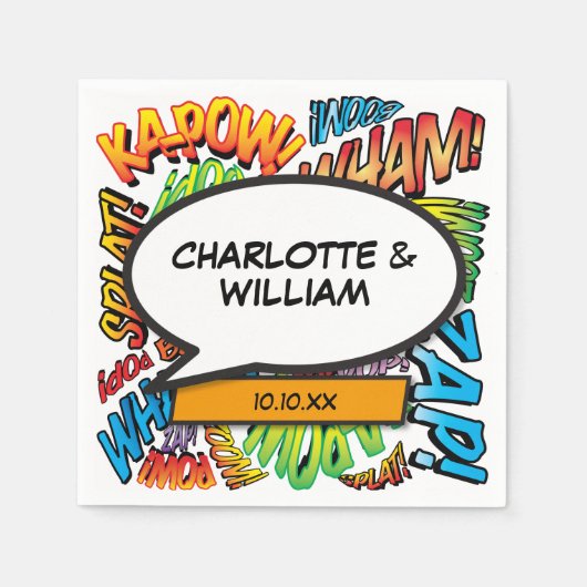 Comic Book Speech Bubble Modern Leuk Kleurrijk Servet (Voorkant)