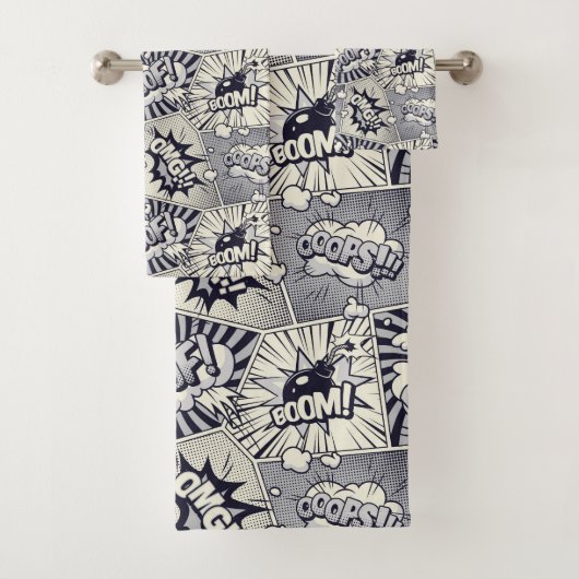 Comic Book Speech Bubble Towel Set Bad Handdoek (Insitu)