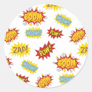 Comic book stijl geluidseffect patroon ronde sticker