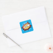 Comic Book Stijl Kleurrijke POW Vierkante Sticker (Envelop)