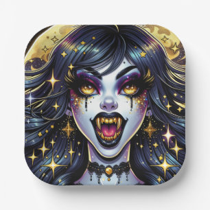 Comic Book Stijl Vampier Halloween Feest Papieren Bordje
